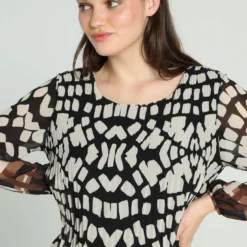 Robe Courte Plissée à Imprimé Graphique -Promos Robe Divine Magasin 03d398ff0d3b00e8caf3bd6cccf0ac04541c43db 86R322802 69 2 5