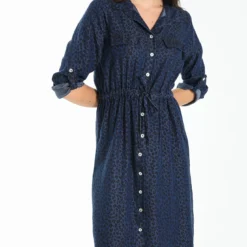 Robe En Lyocel Denim Imprimé Léopard