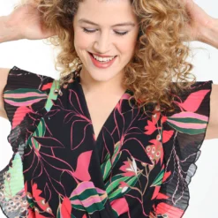 Robe Longue Plissée Imprimé Feuillage -Promos Robe Divine Magasin 115cdef4b1cce661903e933ed33be1425988bc01 7YR222904 65 2 5