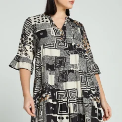 Robe à Manches évasées Et Imprimé Graphique