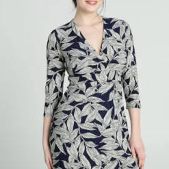 Robe Portefeuille à Imprimé Feuillage