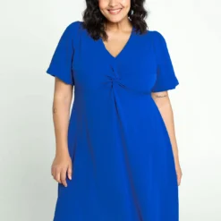 Robe Courte Unie à Manches Bouffantes