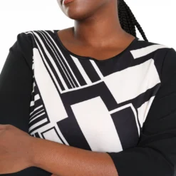 Robe Fourreau Courte à Imprimé Graphique -Promos Robe Divine Magasin 39e17672be81b52e151103b2f9956af21ed22568 8VM122701 147 2 3