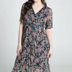 Robe Longue Cache-cœur Avec Volants