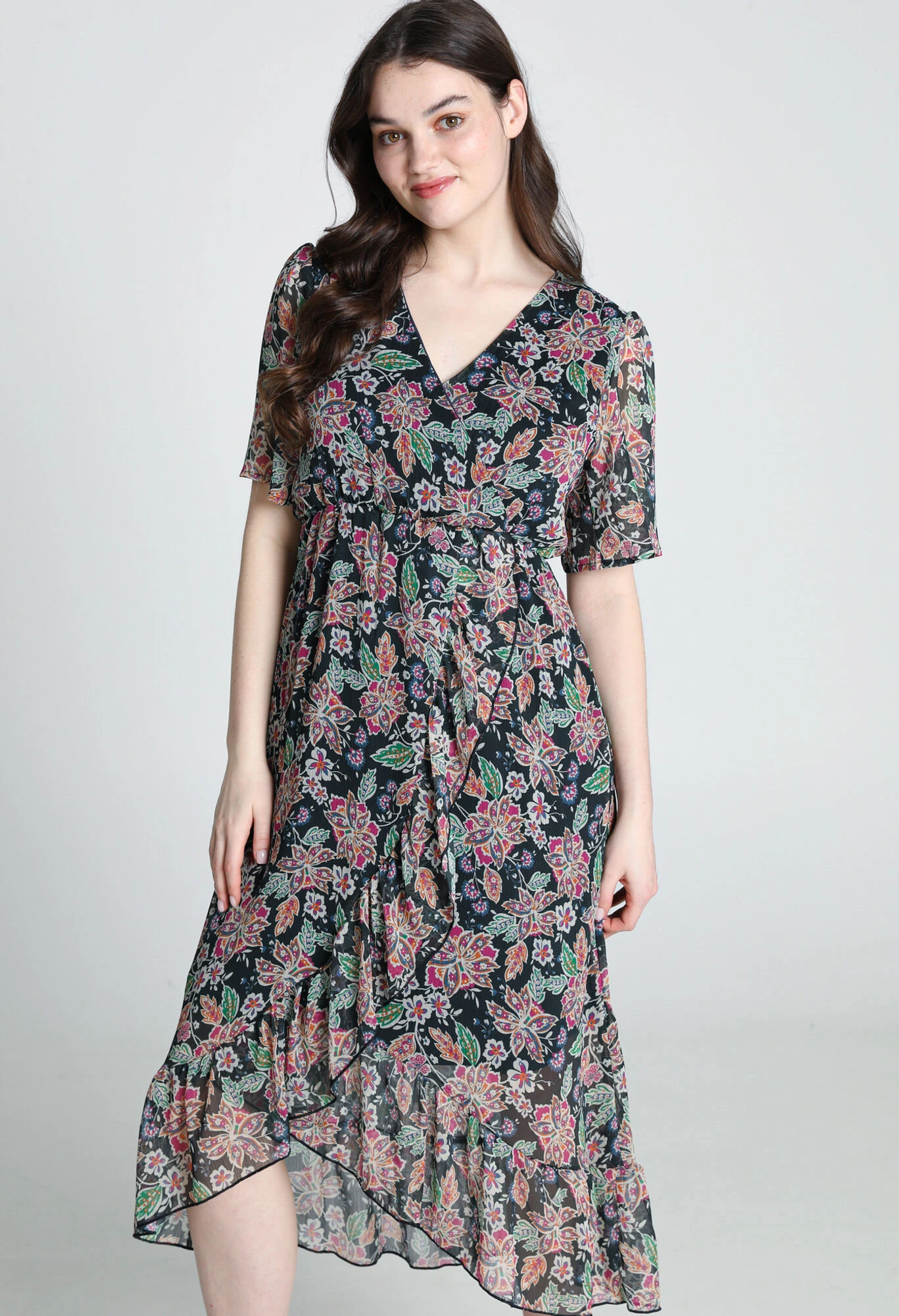 Robe Longue Cache-cœur Avec Volants 3 Robe Longue Cache-cœur Avec Volants