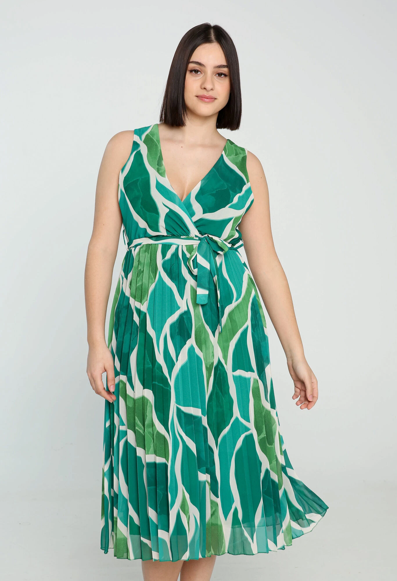 Robe Cache-coeur Plissée Imprimé Graphique 3 Robe Cache-coeur Plissée Imprimé Graphique