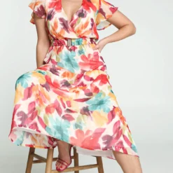 Robe Mi-longue Motif Aquarelle -Promos Robe Divine Magasin 52105014b560ff5564988eeed2e39898f6ab7565 96R332713 65 2 8