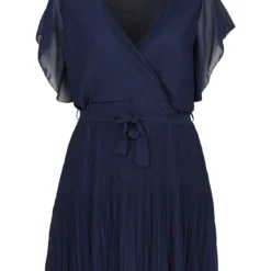 Robe Courte Plissée Unie Avec Col Portefeuille -Promos Robe Divine Magasin 5535d5c4be5d47e3b84d7e9dbe408fad04e1ea23 7YR121901 19 1 1