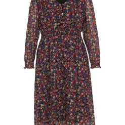 Robe Longue Avec Voile à Motif Fleuri Et Smocks -Promos Robe Divine Magasin 5bad3ea7ad6ab41a5b2d2570deeb4733c075f1bf 9YR242801 18 1 1