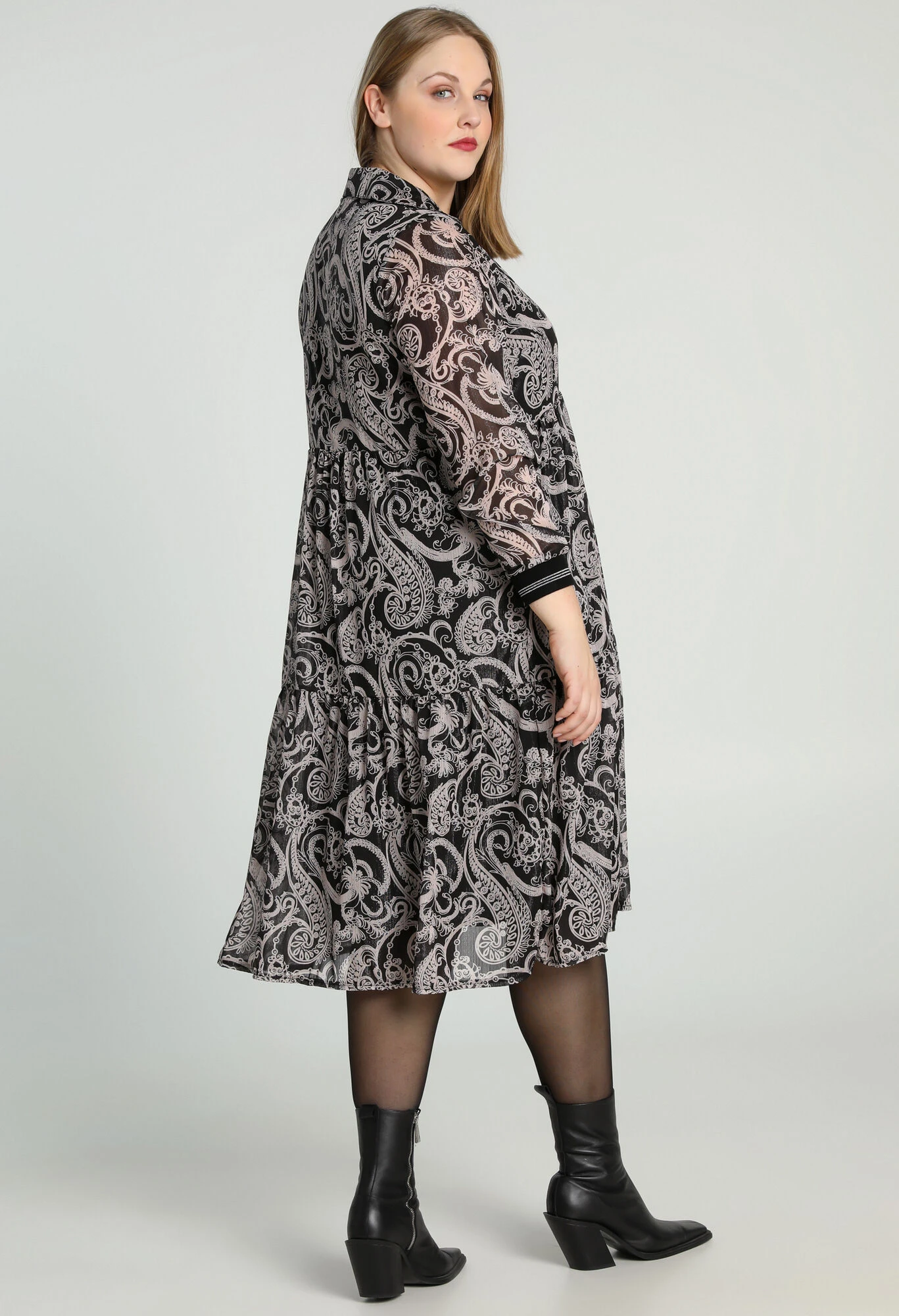 Robe Mi-longue En Voile Avec Imprimé Cachemire Et Lurex 4 Robe Mi-longue En Voile Avec Imprimé Cachemire Et Lurex – Image 2