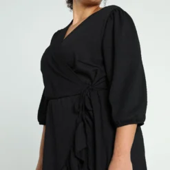 Robe Portefeuille Courte Unie Effet Froissé -Promos Robe Divine Magasin 68d2ab6db081fc041f7eba803df62a3c03418d1e 9YR141401 69 2 3