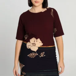 Robe Manches 3/4 à Imprimé Floral