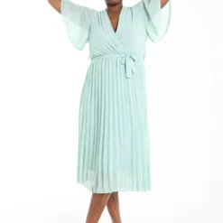 Longue Robe Unie à Effet Plissé