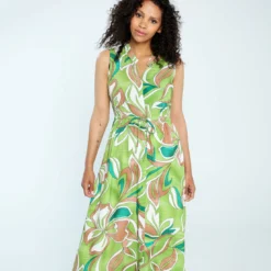 Robe Longue En Viscose Imprimé Graphique