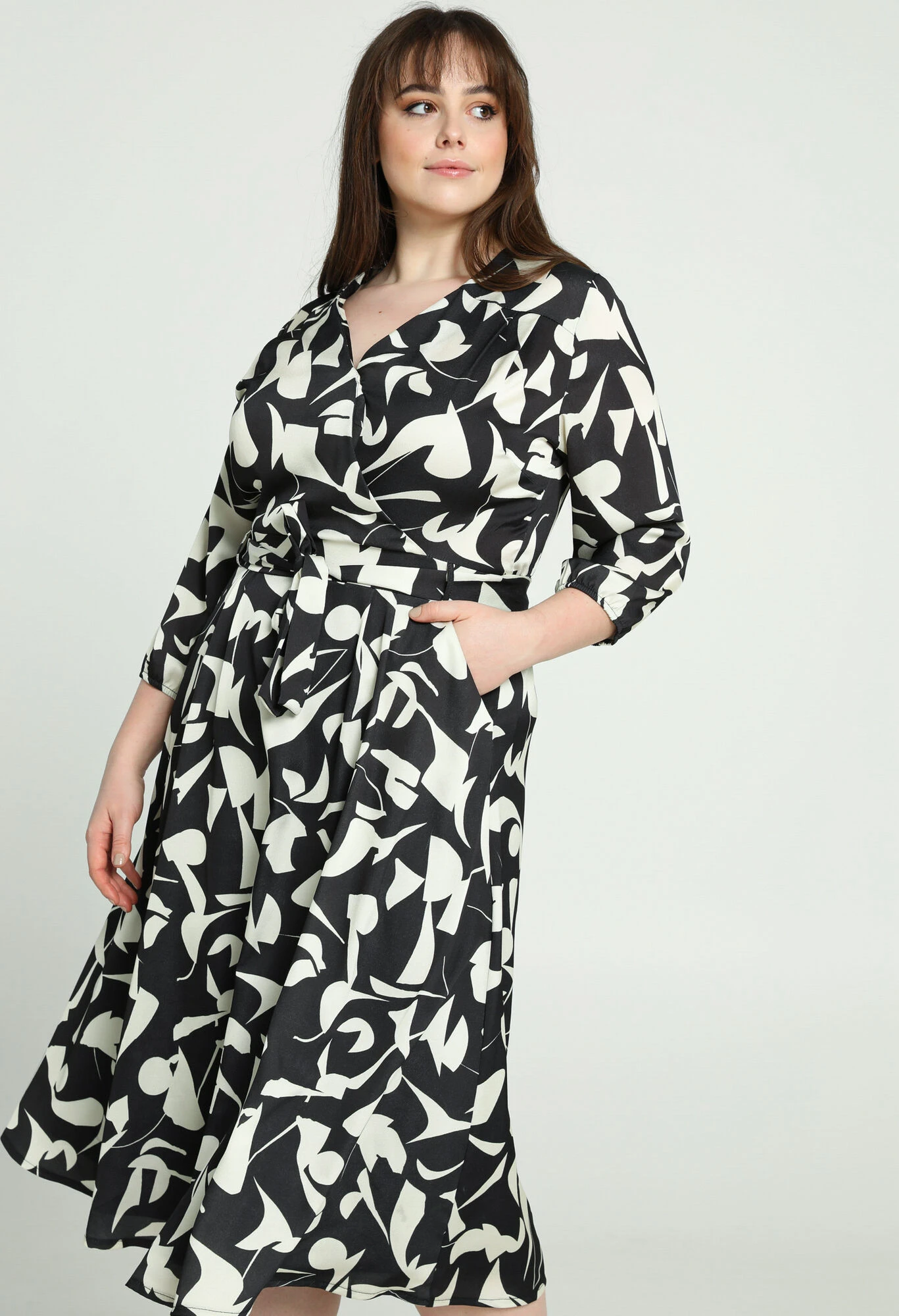 Robe Longue Portefeuille à Imprimé Graphique