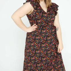 Longue Robe Portefeuille Avec Motif Floral