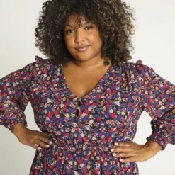 Robe Longue Avec Voile à Motif Fleuri Et Smocks -Promos Robe Divine Magasin 9c2508ad298447fc16b0f1e21249efc3061a5ad4 9YR242801 18 2 3