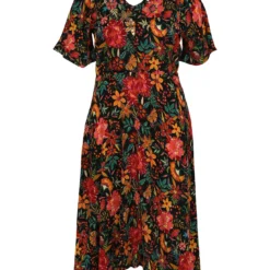 Robe Longue En Viscose Avec Broderies Imprimé Floral