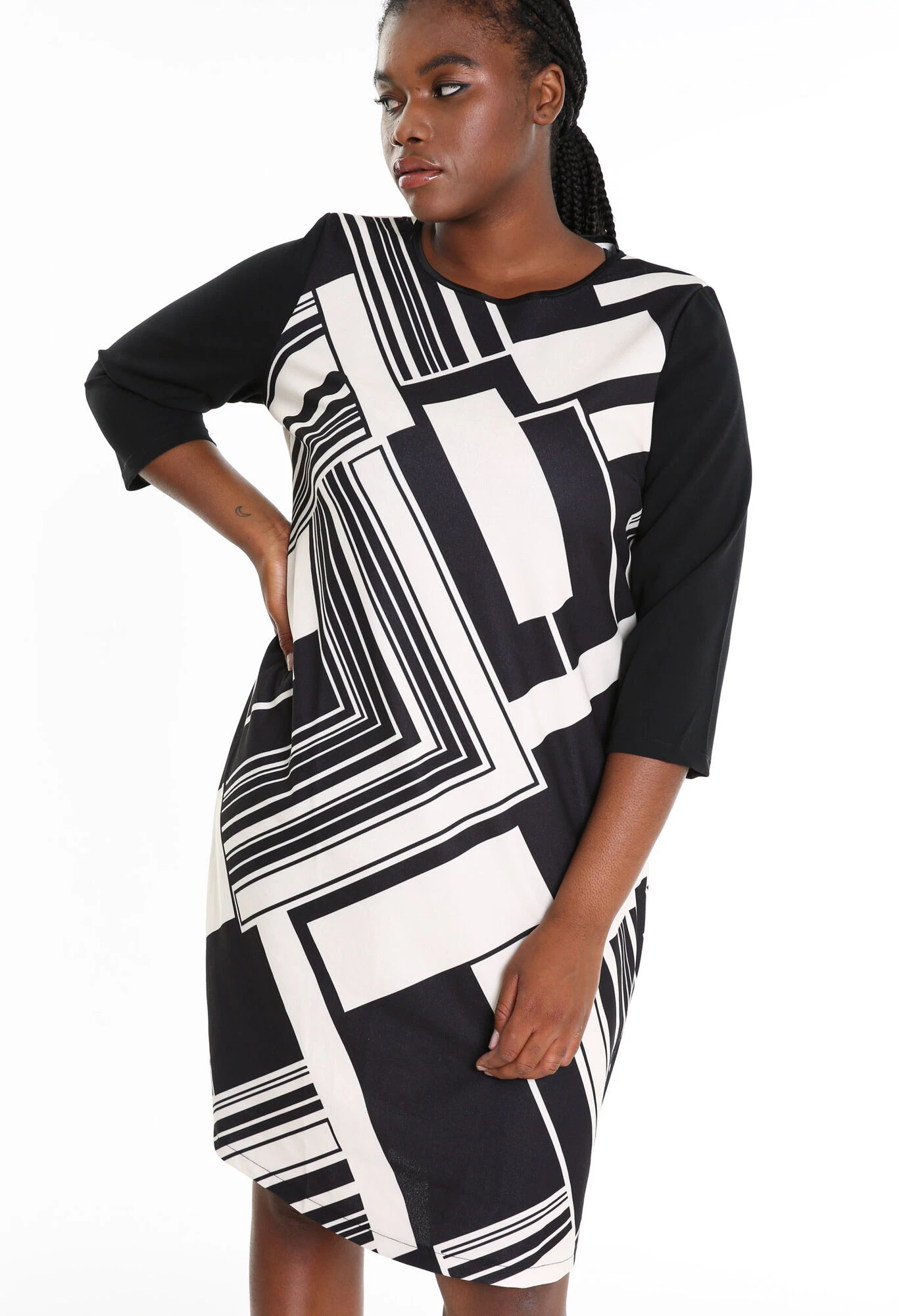 Robe Fourreau Courte à Imprimé Graphique