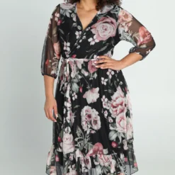 Longue Robe En Cache Cœur à Imprimé Floral