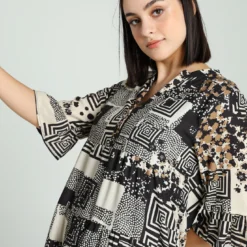 Robe à Manches évasées Et Imprimé Graphique -Promos Robe Divine Magasin cdfd9cd7ce883a5324a34785973a55fbeaadfce4 96R322804 147 2 4