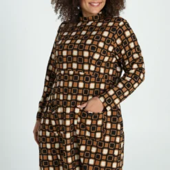 Robe Courte En Crêpe à Motif Graphique