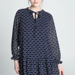 Robe Courte à Motif Géométrique Avec Volants Dans Le Bas