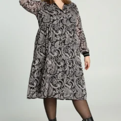 Robe Mi-longue En Voile Avec Imprimé Cachemire Et Lurex