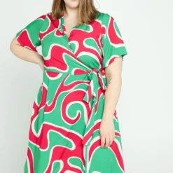 Robe Mi-longue En Viscose Imprimé Graphique