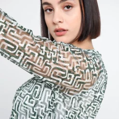 Robe à Dentelle à Imprimé Graphique -Promos Robe Divine Magasin ec901349a20e7423138a086e99a636ec43649edb 96M322502 37 2 4