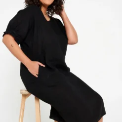 Robe Longue Unie En Lin -Promos Robe Divine Magasin ecc85d6462c7d9d9aa3eb62169fd9df4066dd02c 9YR221301 69 2 6