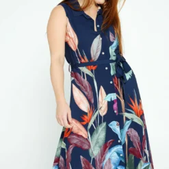 Robe Longue Motif Feuillage