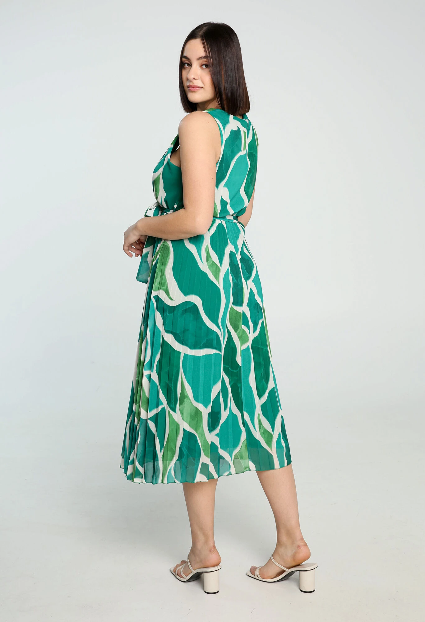 Robe Cache-coeur Plissée Imprimé Graphique 4 Robe Cache-coeur Plissée Imprimé Graphique – Image 2