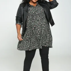 Robe Tunique En Viscose Imprimé Léopard