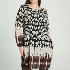 Robe Courte Plissée à Imprimé Graphique